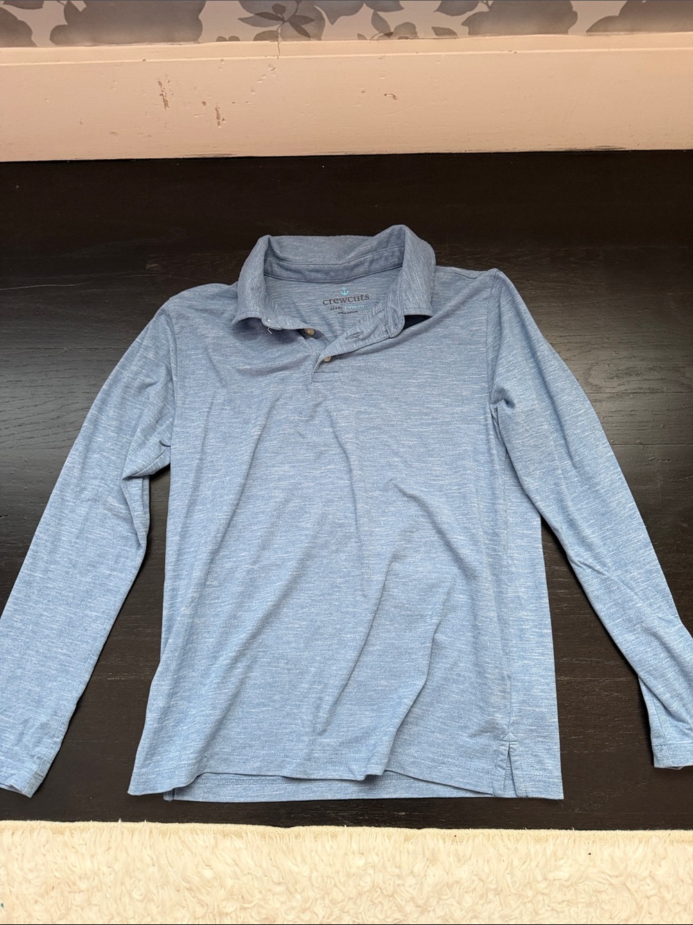 Crewcuts Heathered Sky Blue Long Sleeve Polo